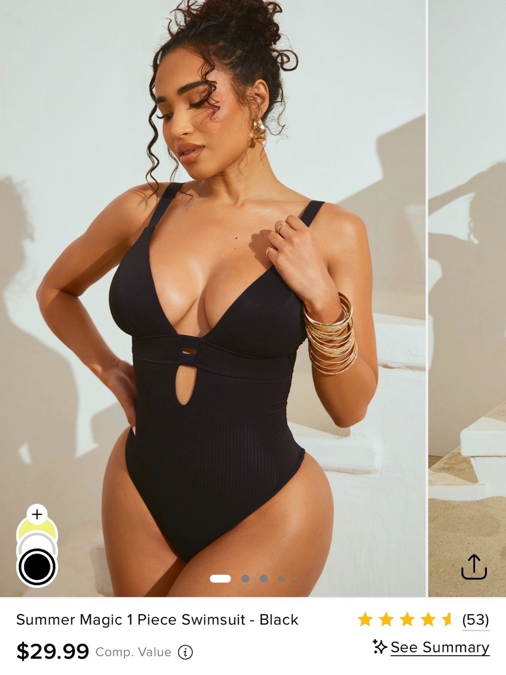 NWT Fashion Nova Black Ribbed One-Piece Swimsuit